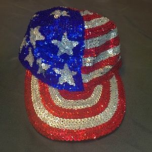 JC American Flag Sequin Cap- Red white & blue